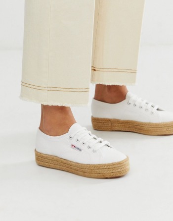 Superga 2790 Espadrille Flatform Bijele - Ženske Tenisice | 37624ZWPN